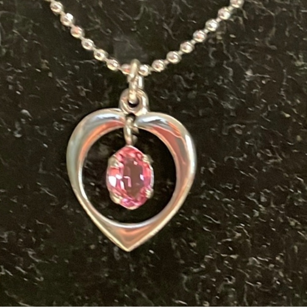 Antique-pre 1934-signed RL Griffith sterling silver/pink sapphire necklace